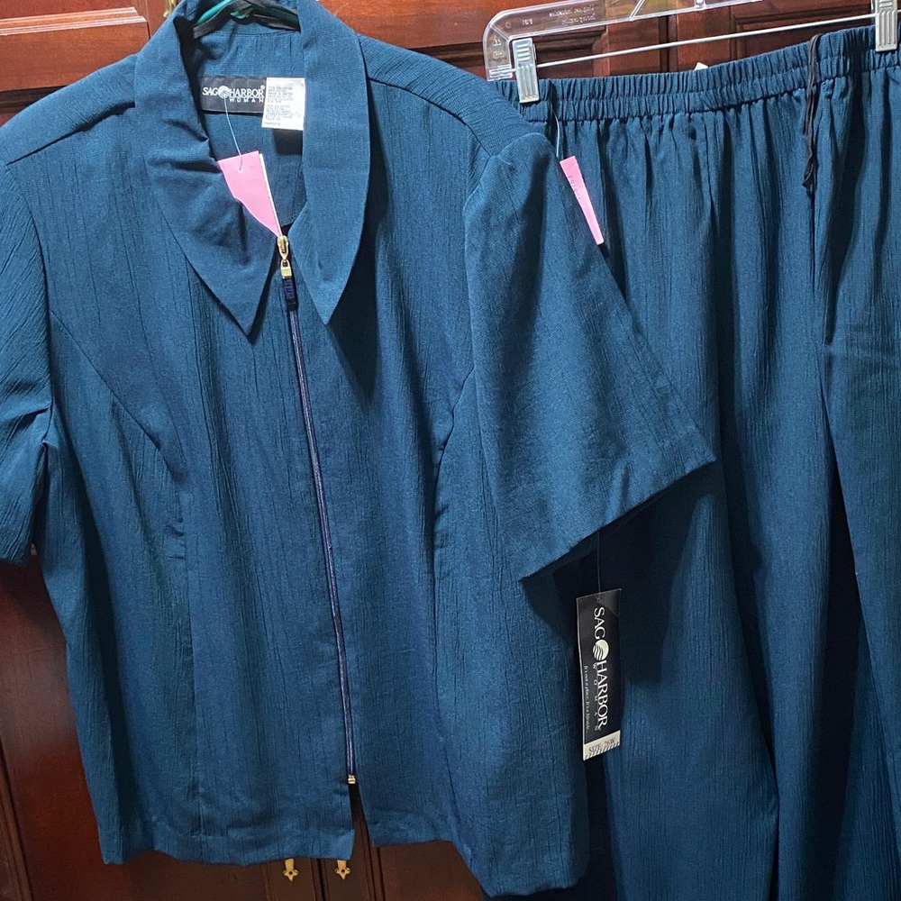 Sag Harbor vintage Dark Blue green plus size 26W pantsuit